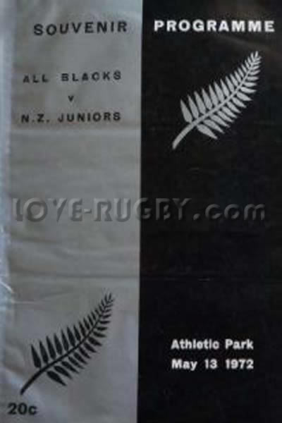 1972 New Zealand Juniors v New Zealand  Rugby Programme